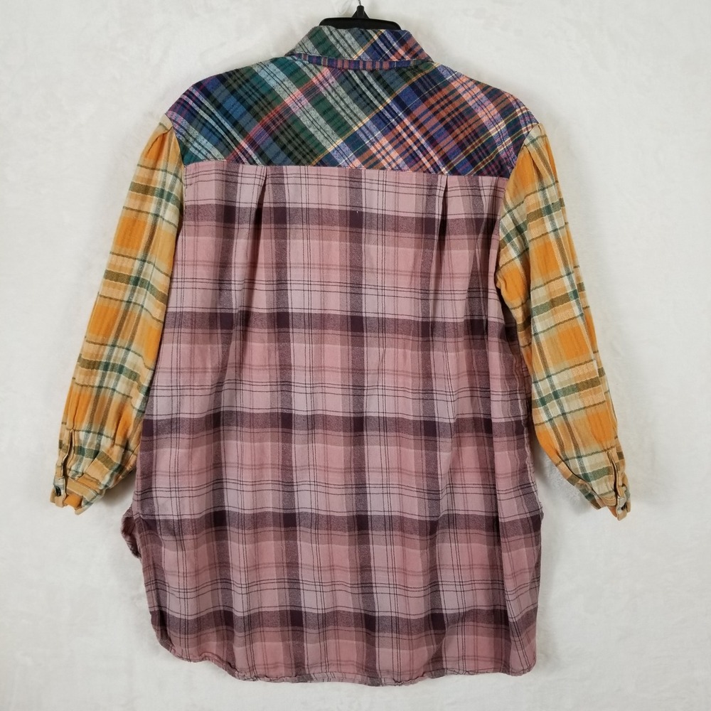 Natural Life Womens Patchwork Plaid Flannel Shirt Multi Color Boho Button Down S - Picture 2 of 6